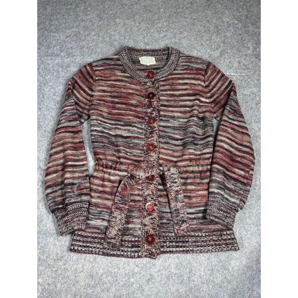 Loubella Extendables Women's S Red Striped Tie Cardigan Rory Gilmore Y2K VTG 70s